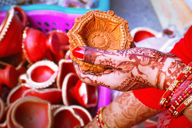Henna tattoo on a ladys hand