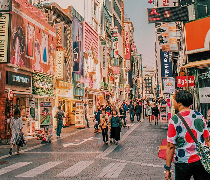 A busy street in Seoul, South Korea