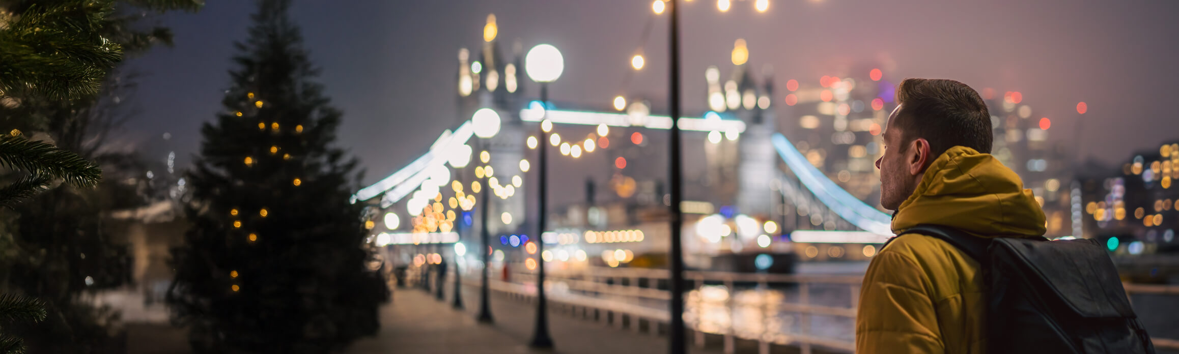 Tower Bridge with a christmas tree next to it
