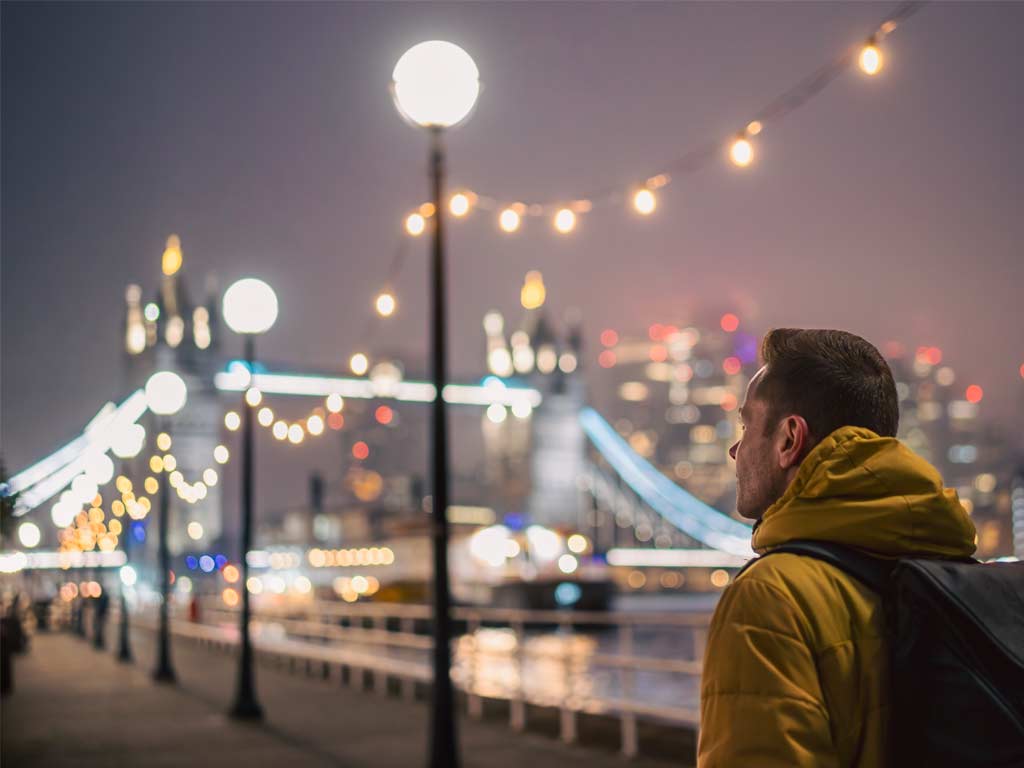 Tower Bridge with a christmas tree next to it