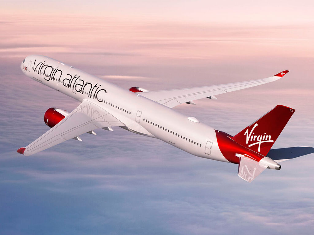 A350 Virgin Atlantic plane in the sky