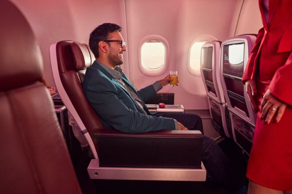 Man in premium seat