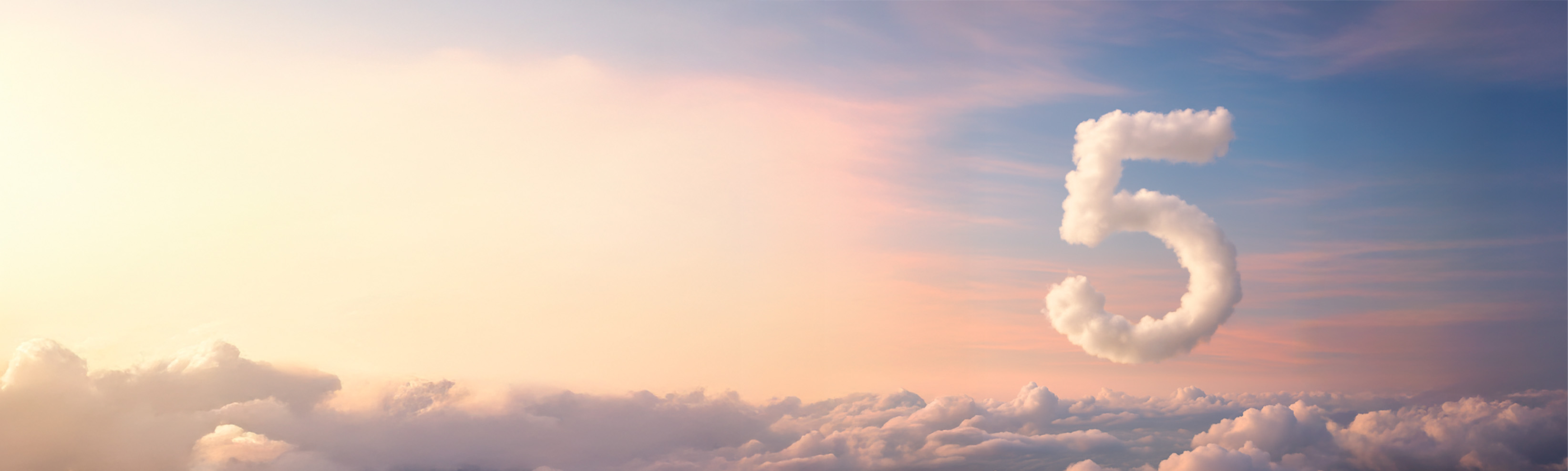 Number Five written in the clouds