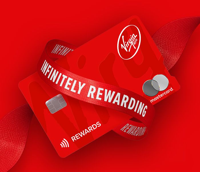 Red ribbon with a Virgin credit card on
