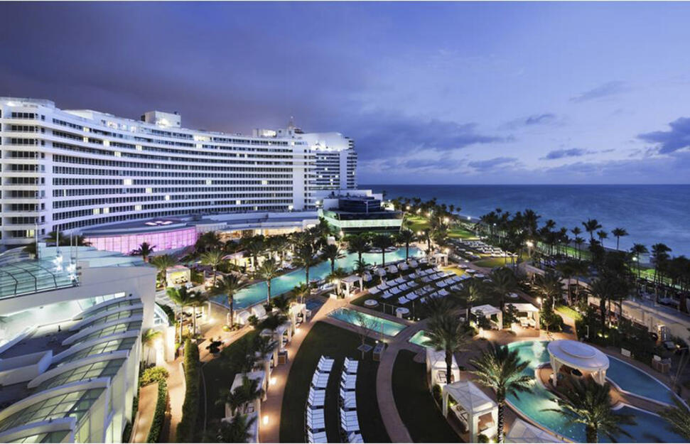 Fontainebleau Miami hotel at night