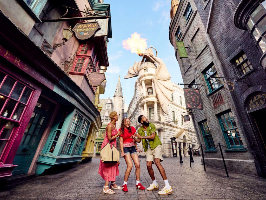 Family in Diagon Alley at Universal