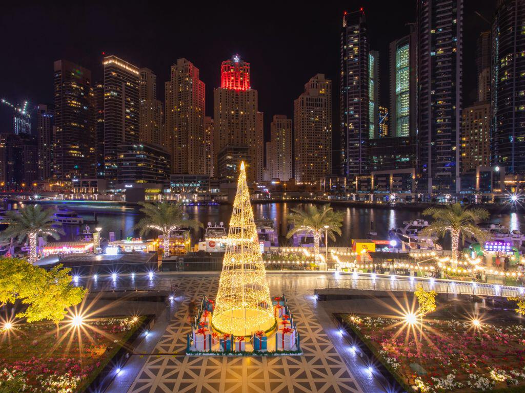 Christmas lights at Dubai marina