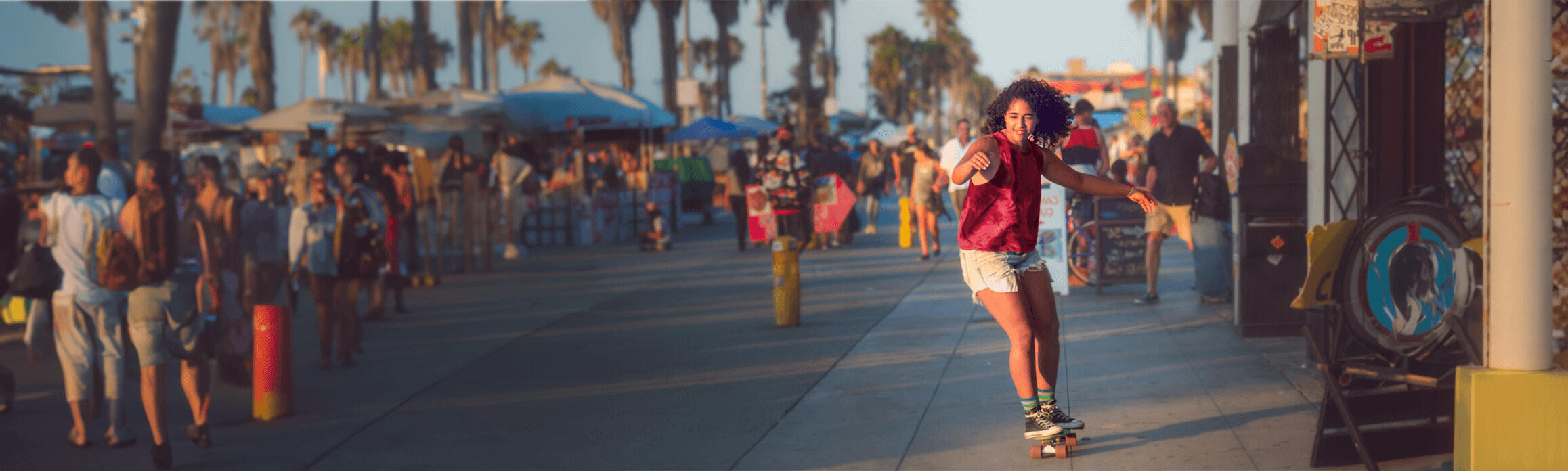 Lady skateboarding in LA