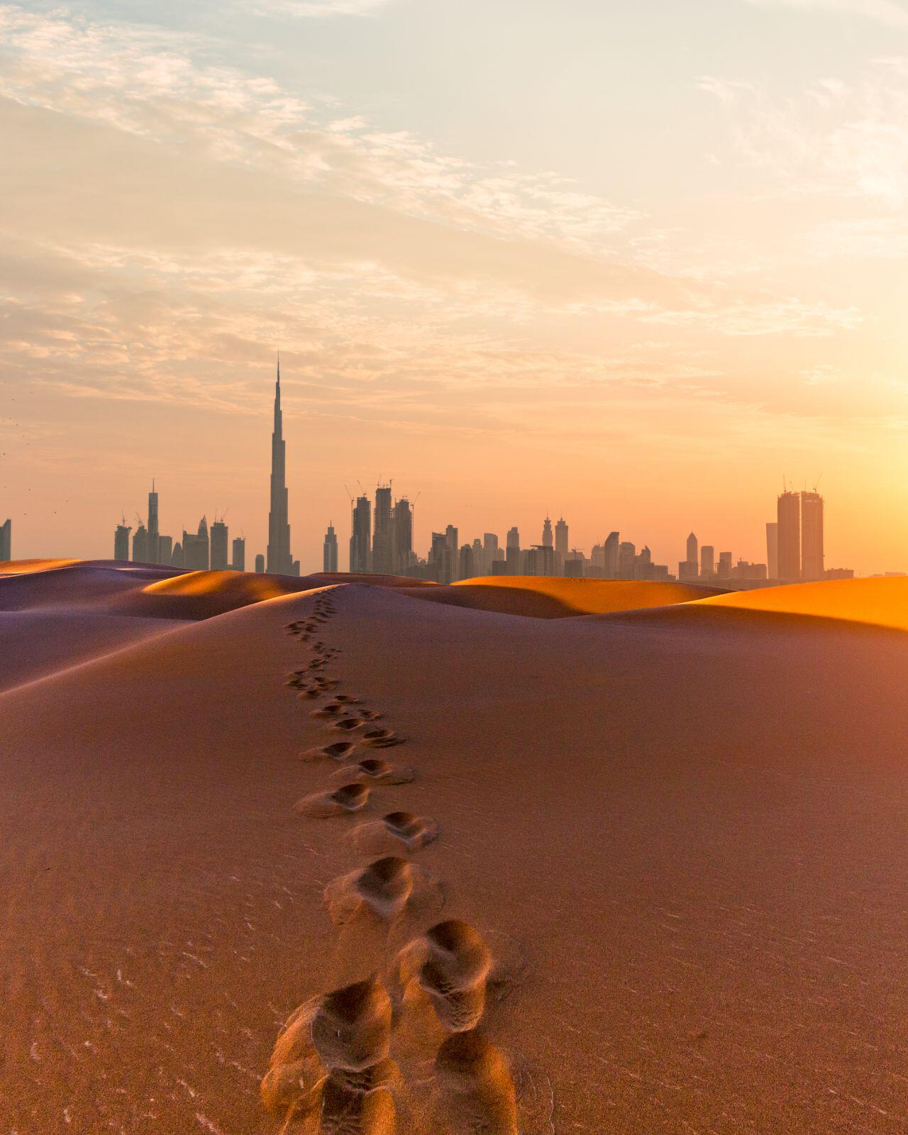 Dubai skyline from the desert