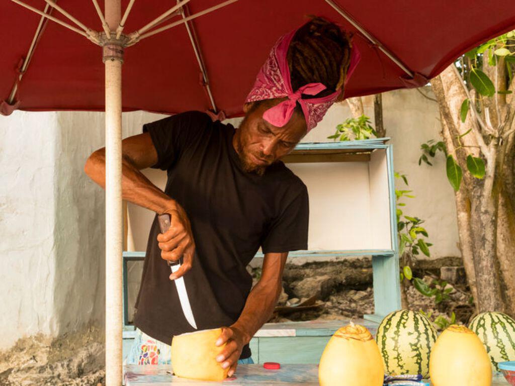 Barbados coconut man