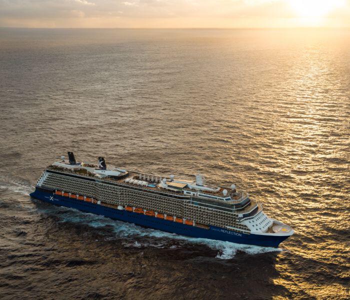 Aerial view of Celebrity cruise ship