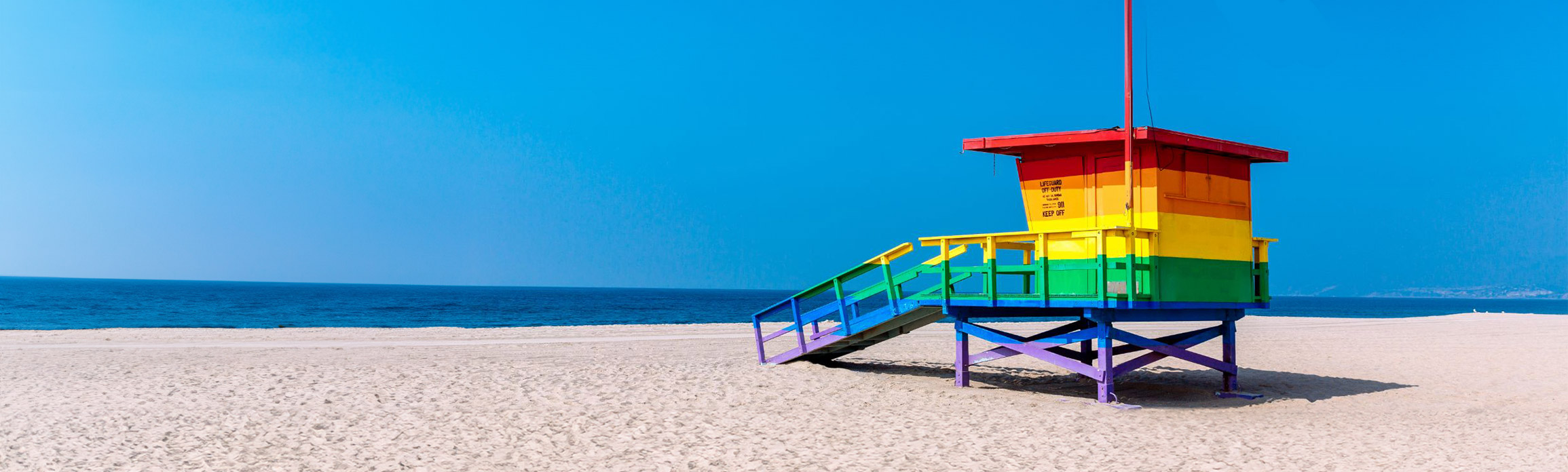 Multicoloured lifeguard hut