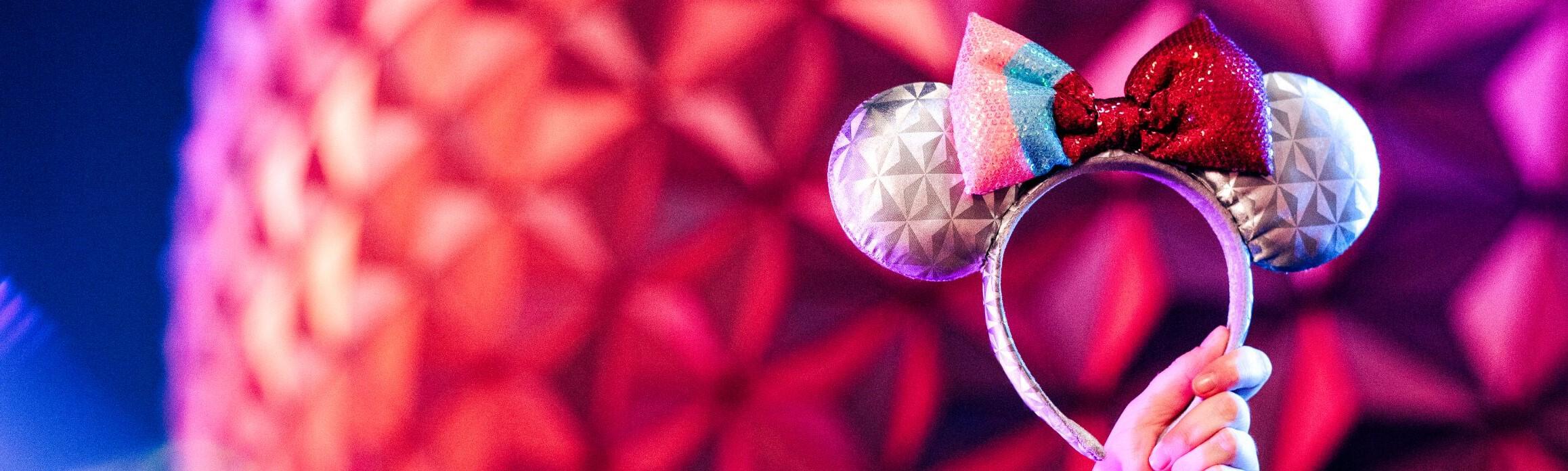 Mickey ears in front of the EPCOT globe