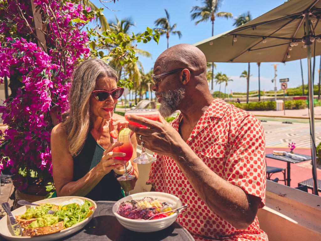 Couple dining on Ocean Drive
