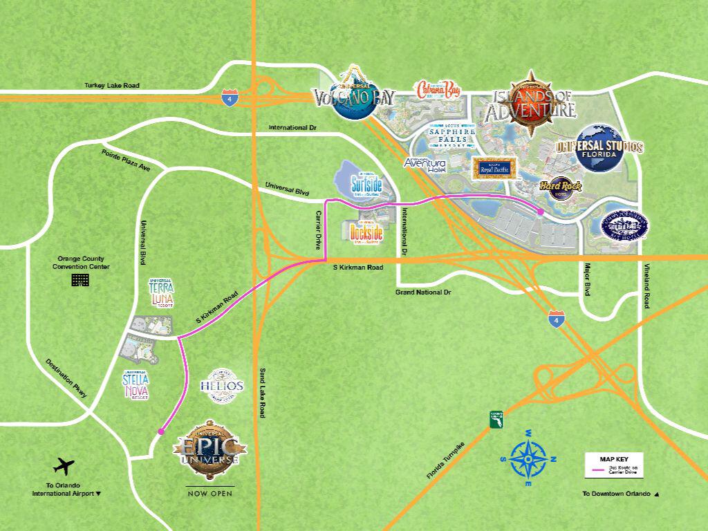 Map of Universal Orlando parks and hotels