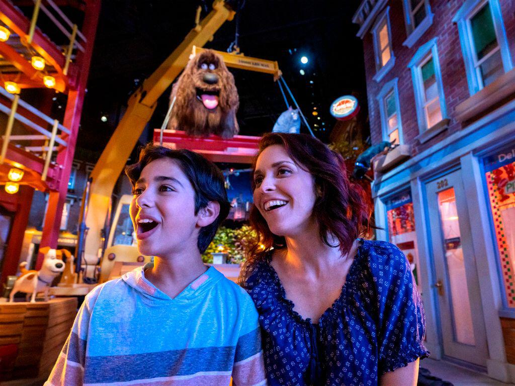 Mum and son on Secret Life of Pets ride