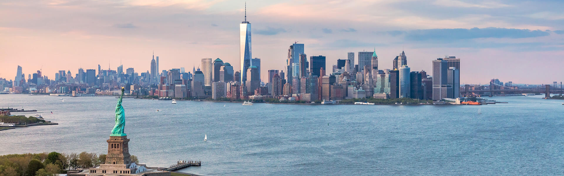 New York skyline with Statue of Liberty