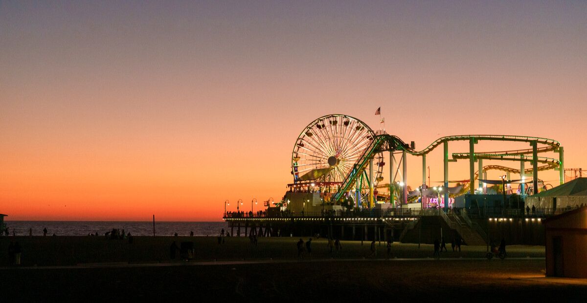 Santa Monica pier at sunset