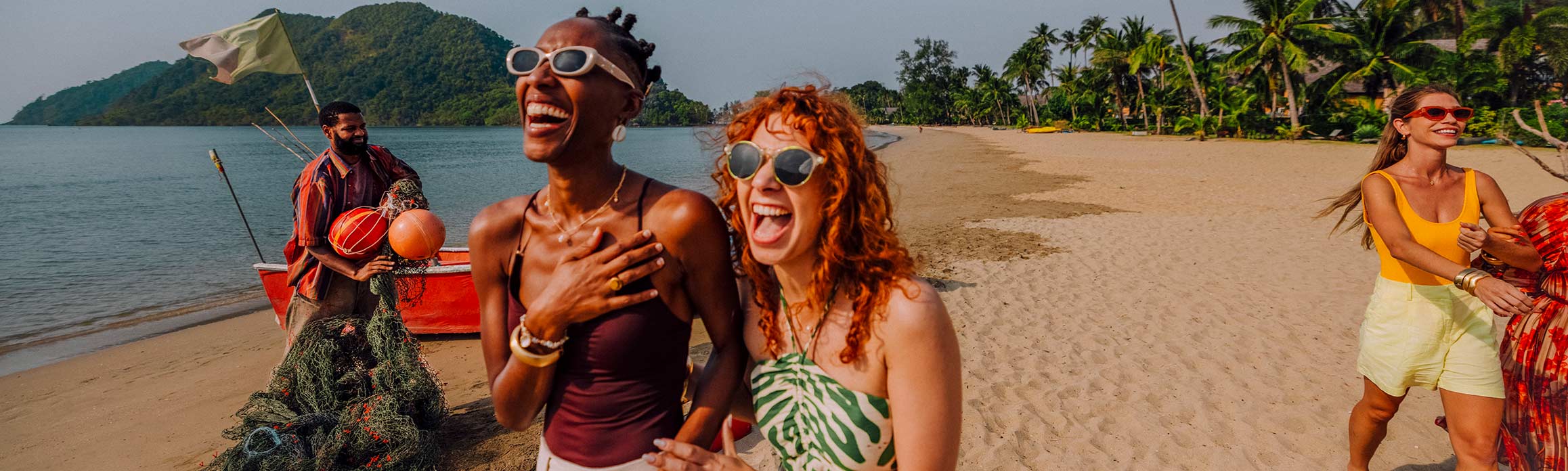 Friends on the beach in the caribbean