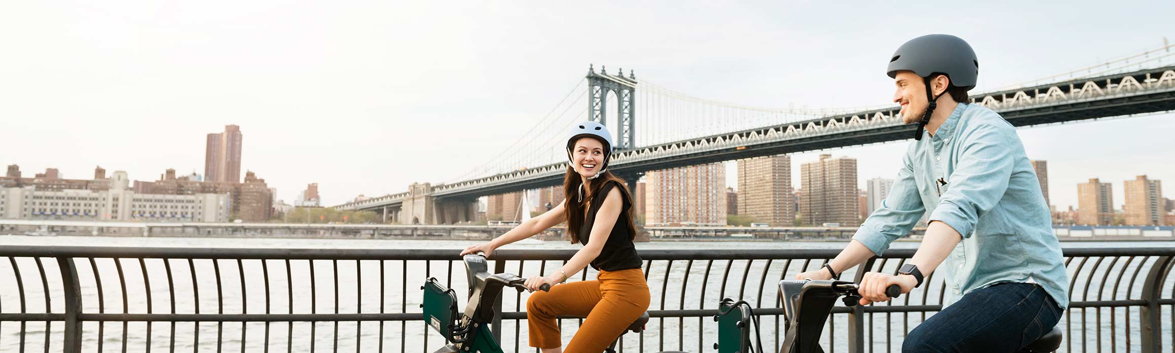 Brooklyn waterfront cyclists