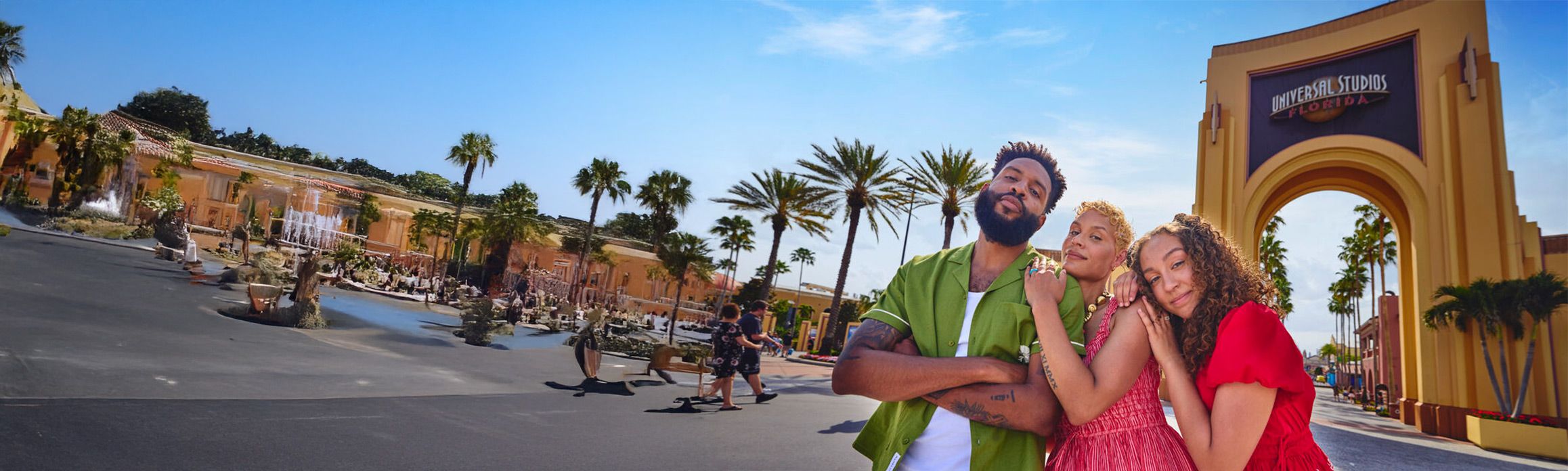 Friends outside the Universal entrance