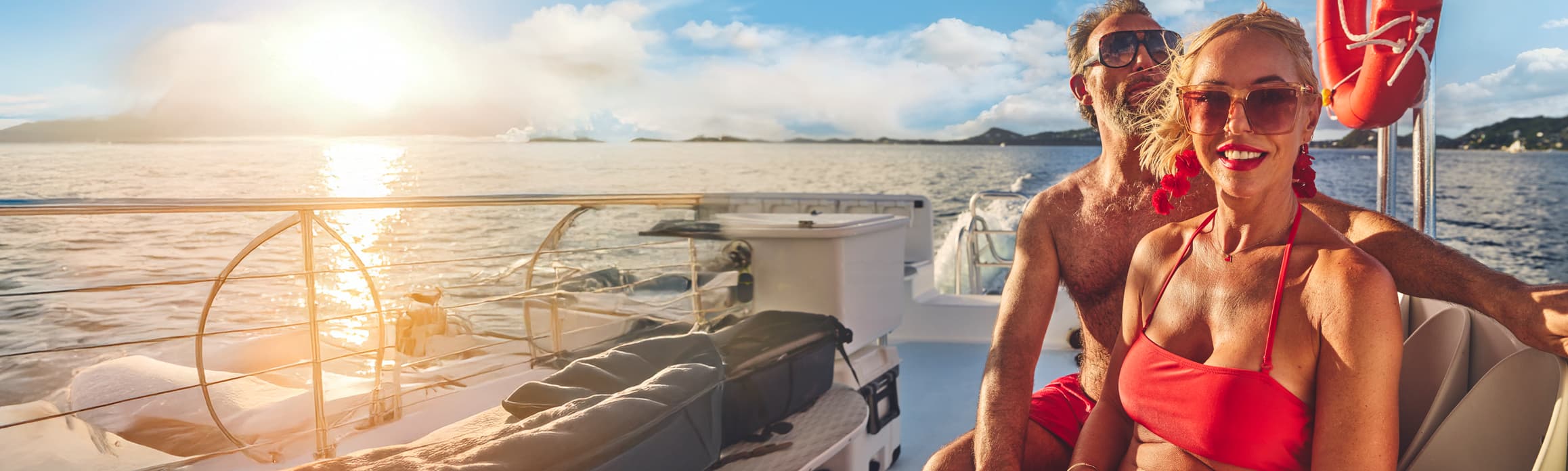 Couple on a boat at sea