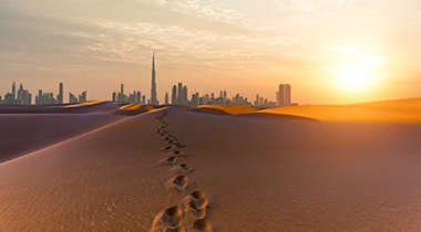 Sunset over the desert